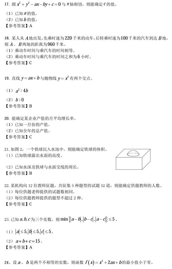 2017管理类联考考研真题原文及答案 2017管理类联考考研真题原文及答案